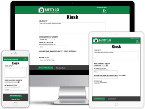 The Safety 101 employee kiosk is available on desktop, tablet or mobile phone browsers to encourage employee participation in your safety program.
