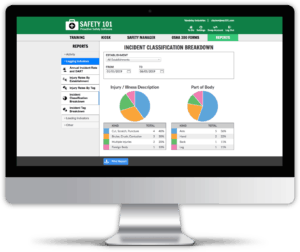 Reports dashboard of Safety 101's safety management system that shows you leading and lagging indicator reports