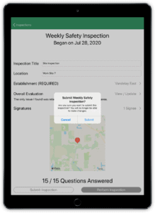 Receive email notifications from our inspector software whenever a checklist is performed
