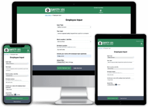 The Safety 101 employee portal is available on desktop, tablet or mobile phone browsers to encourage employee participation in your safety program.
