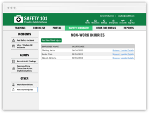 When adding a new out-of-work injury to our safety management system, you can also add documentation or other paperwork