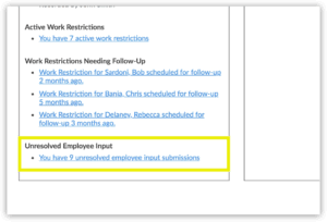 Any employee safety input shared through the kiosk is stored in Safety 101 and alerted to users if it remains unresolved